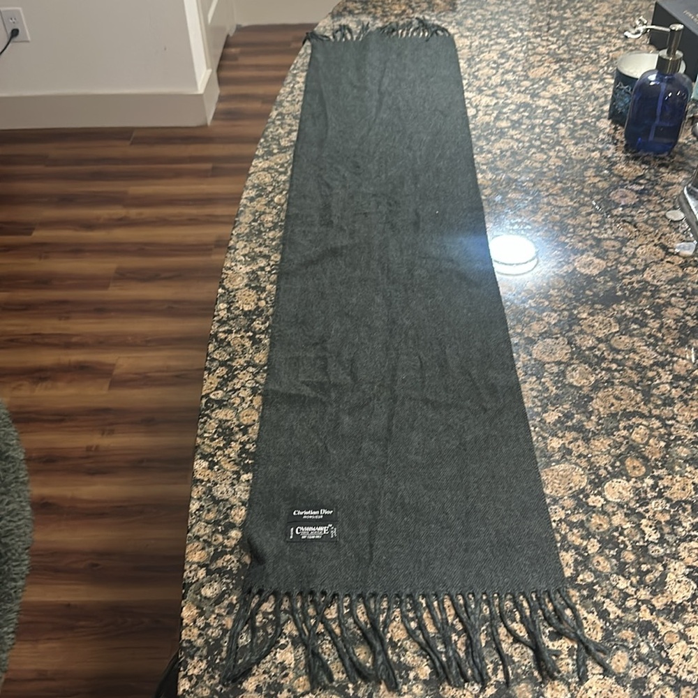 Christian Dior Grey/Black Unisex Scarf - Picture 2 of 3